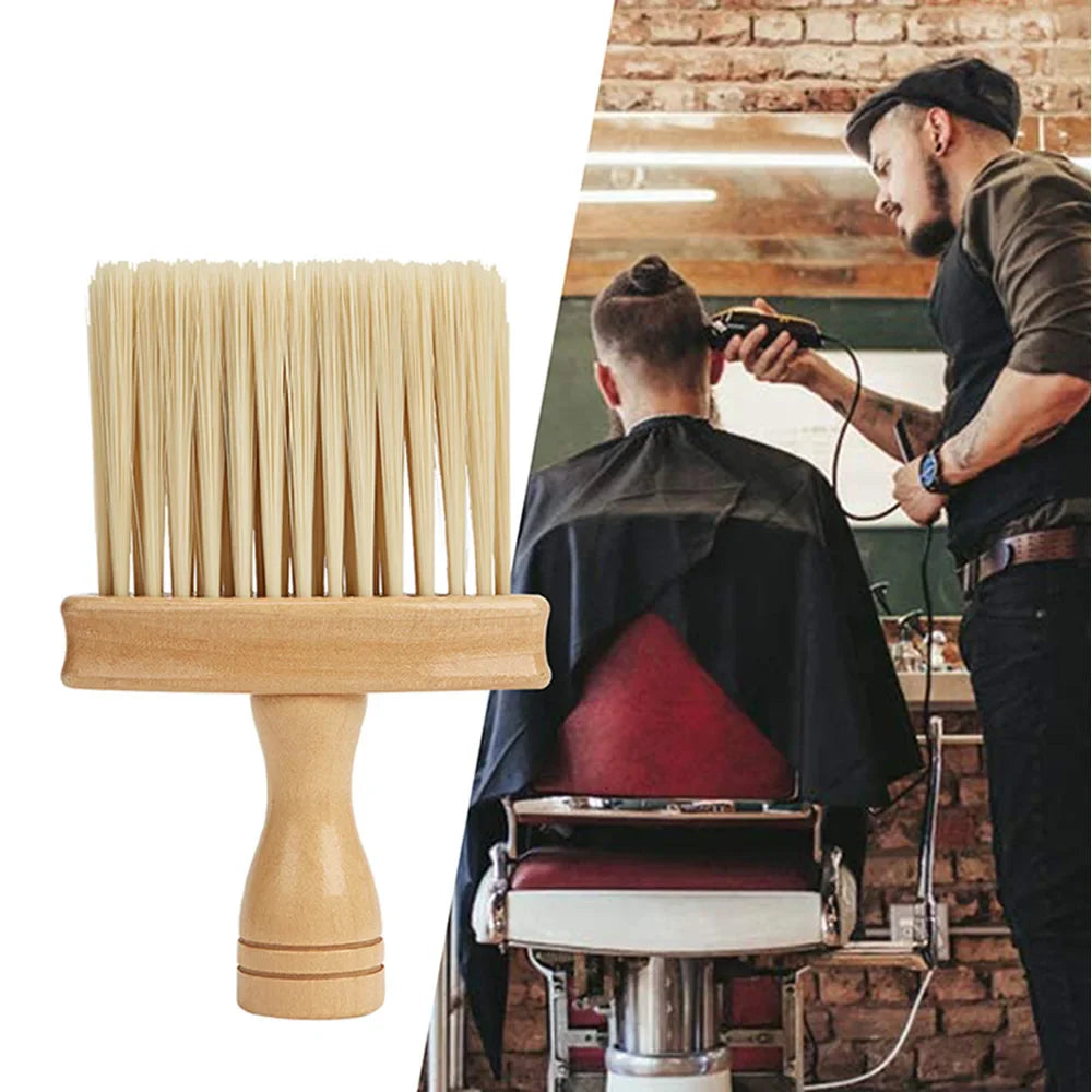 Professional Barber Neck Duster Brush | Soft Wood Handle