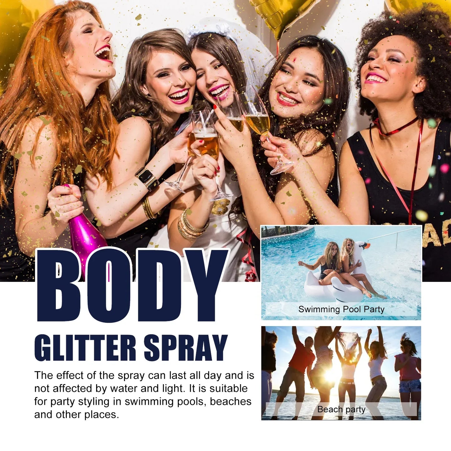 Body Glitter Highlighter Spray – Waterproof Shimmer Sparkle 60ml