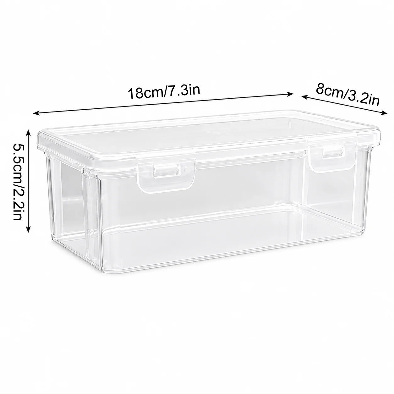 TM Clear Plastic Storage Box with Lid and Snap Locks Compact Rectangular Organizer for Vanity Desk Bathroom Cotton Swabs Hair Accessories Makeup Small Office Supplies Travel Durable Multi-Purpose Organizer Peaceful Pleasures Health and Wellness 1PC United States