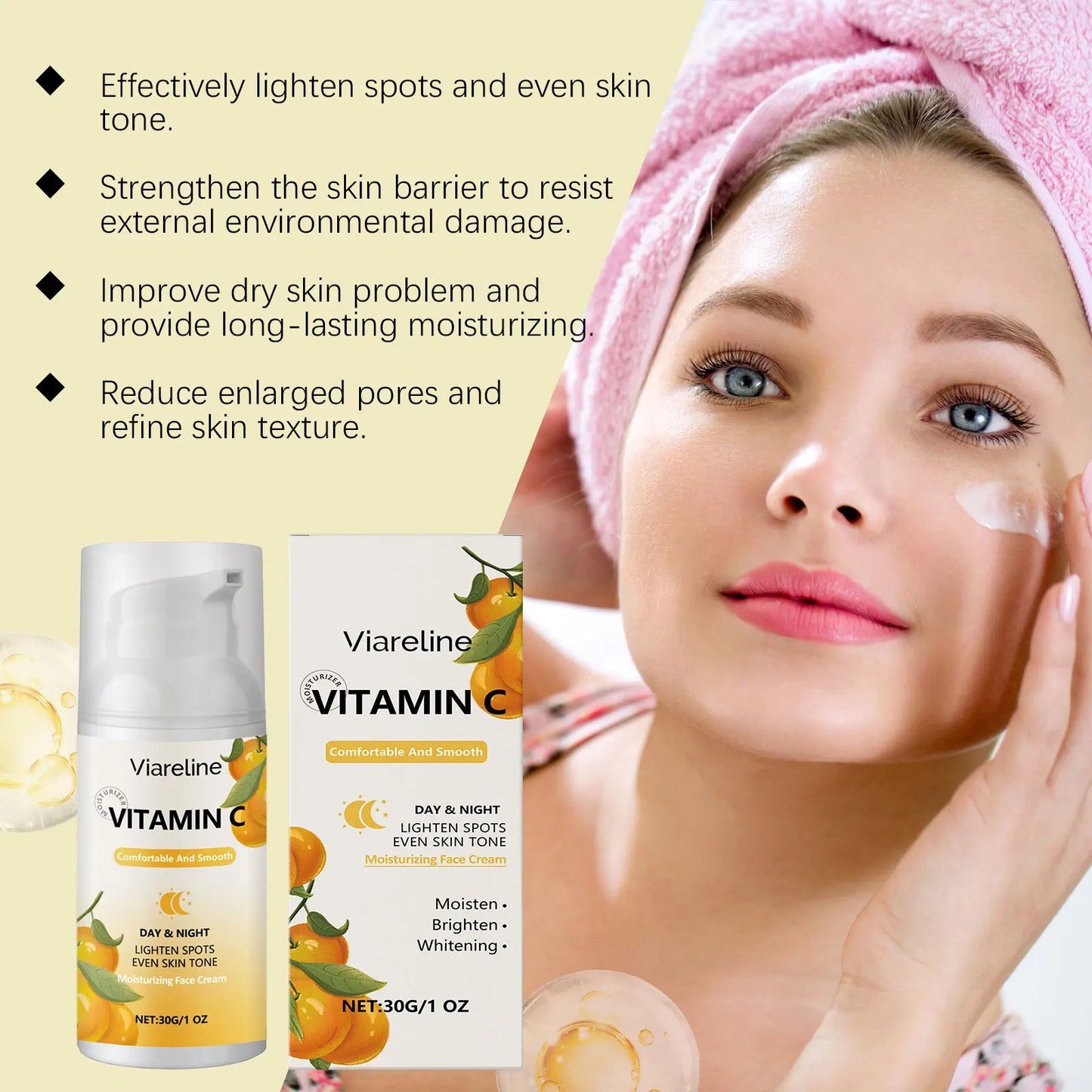Viareline Vitamin C Face Cream – Brightening & Deep Moisture 30g