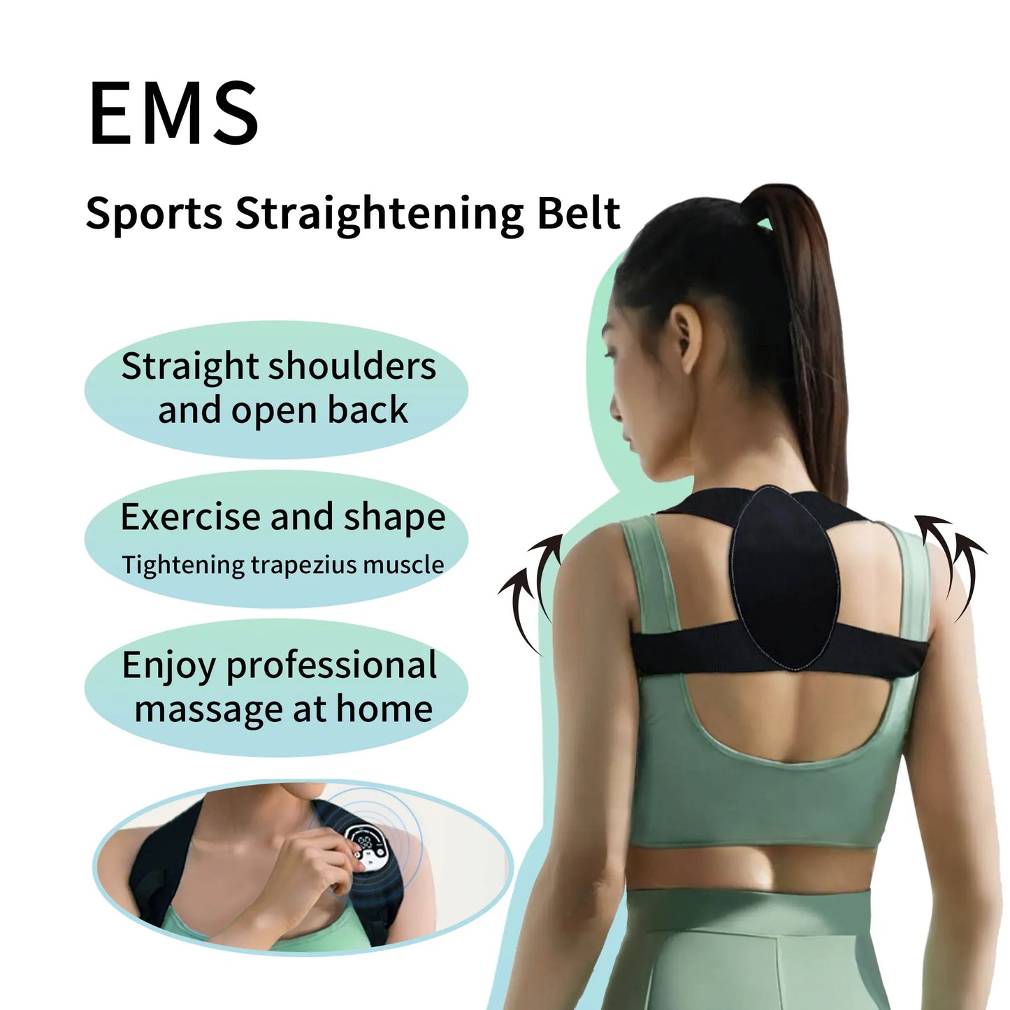 EMS Microcurrent Back Massager & Posture Corrector | Lumbar Relief