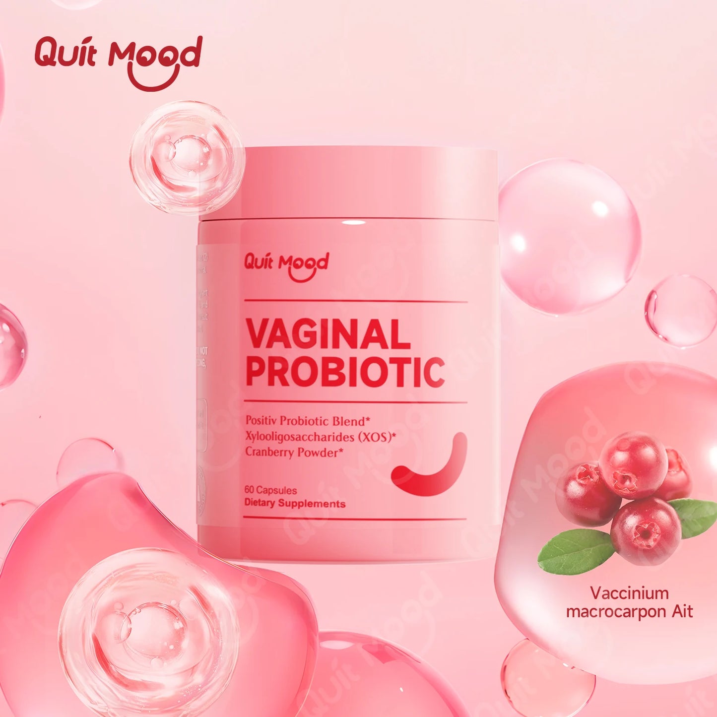 Quitmood Probiotics for Women Balance with Prebiotics, Women Probiotics with Cranberry Extract, 60 capsules women's Probiotics S Peaceful Pleasures Health and Wellness