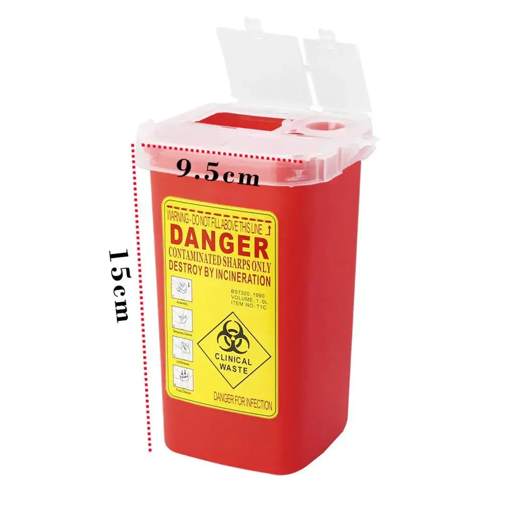 1 Litre Red Sharps Container – Puncture Resistant Needle Bin