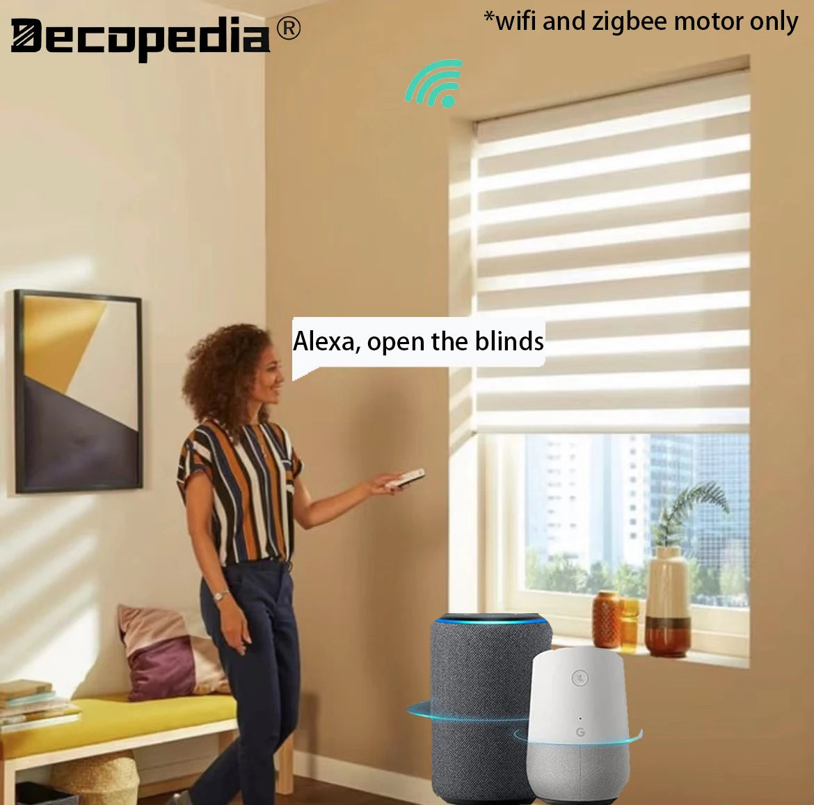 Custom Motorized Zebra Blinds – Blackout Day & Night | Decopedia