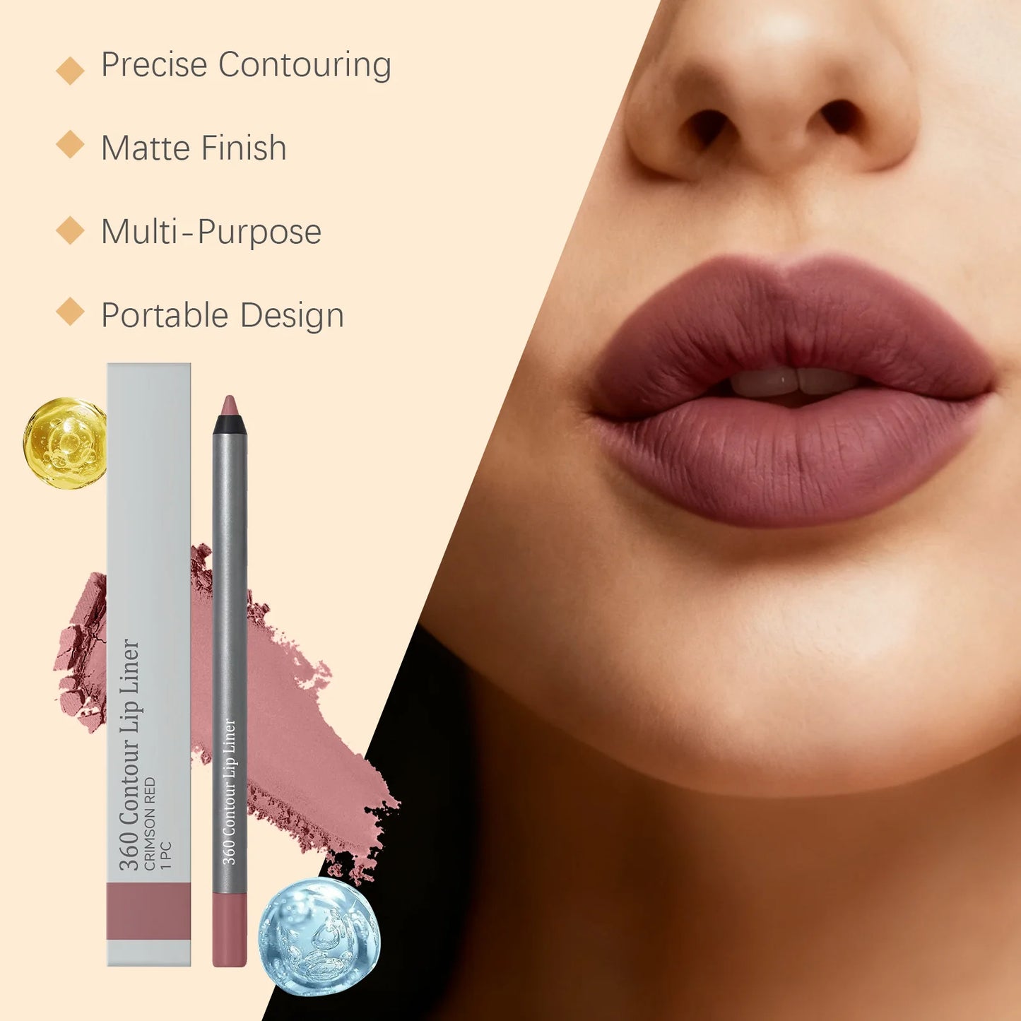 Waterproof Matte Lip Liner | Long-Lasting Nude & Pink