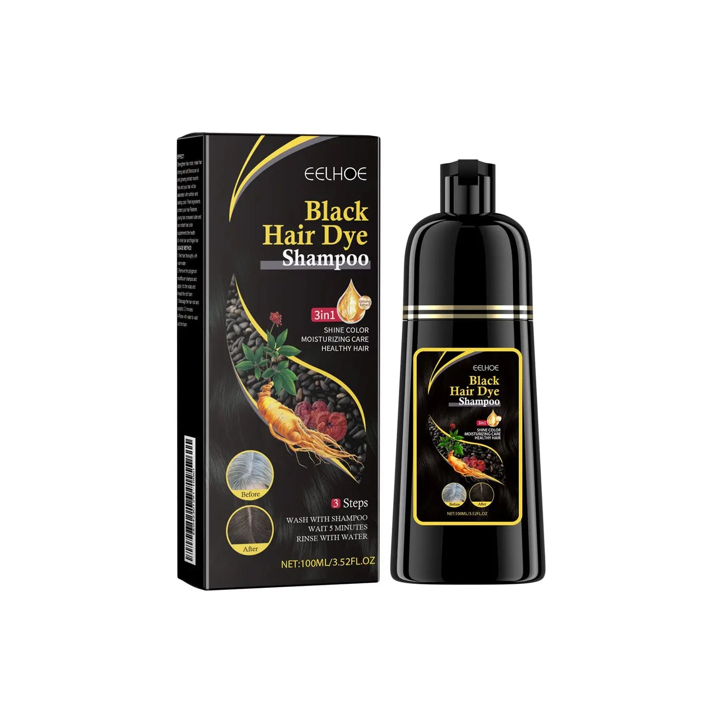 Hair Dye Shampoo Changing Hair Color Non-irritating Repair Oil Control Natural Fast Blacking Moisturizing Hair Coloring Shampoo Peaceful Pleasures Health and Wellness 100ml boxed