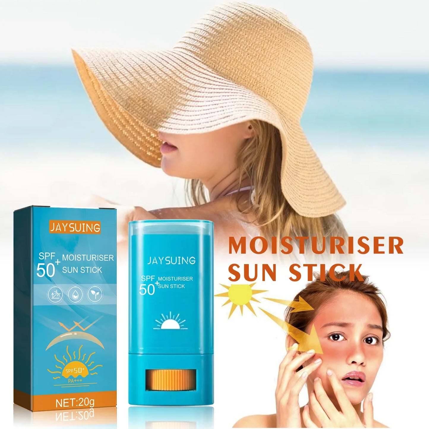 SPF 50+ Sun Stick – Waterproof Moisturizing Sunblock 20g