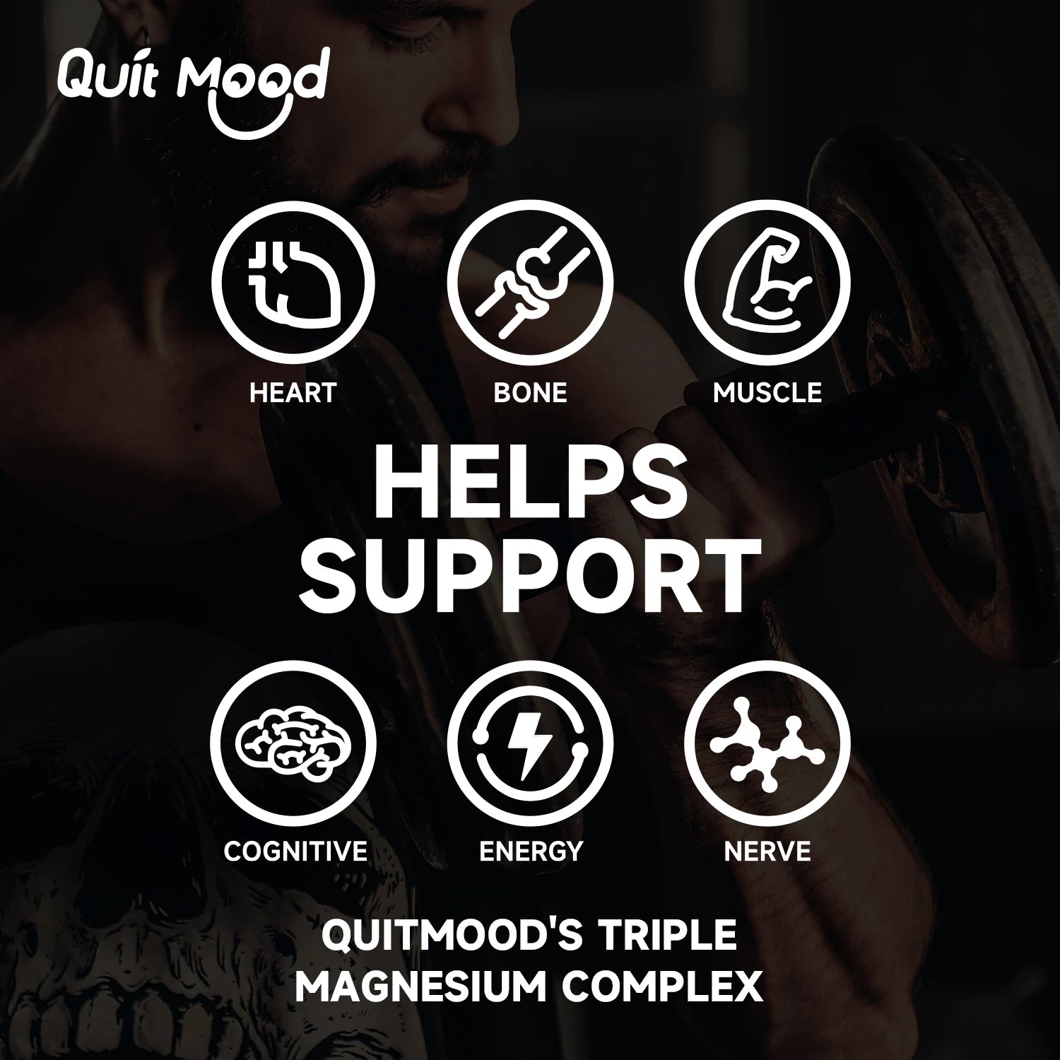 Quitmood Triple Magnesium Complex | 300mg of Magnesium Glycinate, Malate, & Citrate for Muscles, Nerves, & Energy | High Absorpt Peaceful Pleasures Health and Wellness