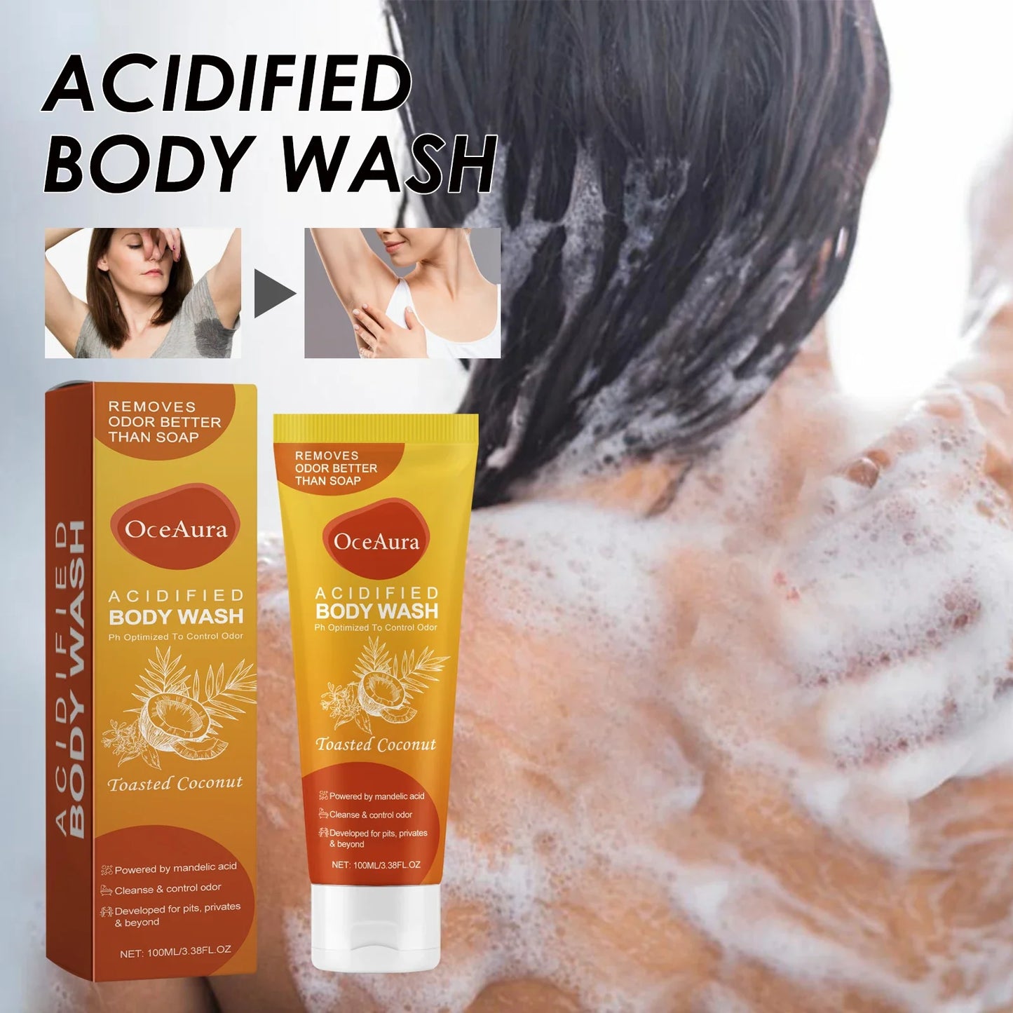 OceAura Coconut Vanilla Body Wash – Moisturizing Shower Gel