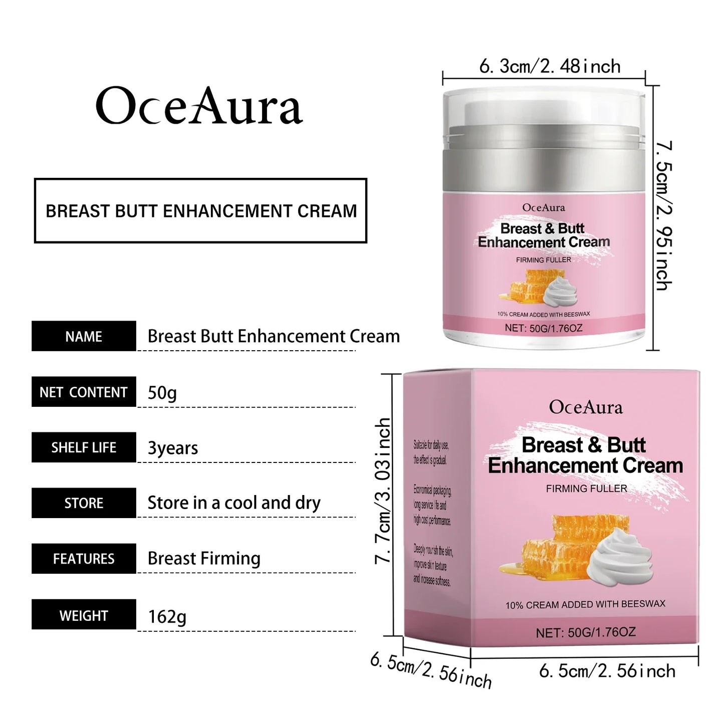 OceAura Breast & Butt Enhancement Cream – Firm & Nourish 50g