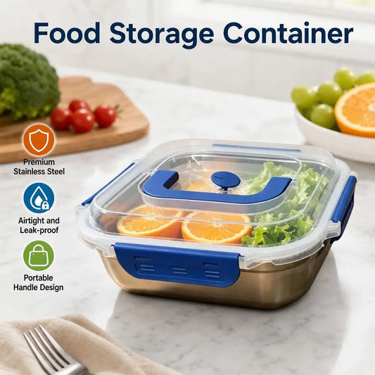 304 Stainless Steel Food Storage Container Leakproof Lunch Box Portable Camping Bento Box for Kitchen Picnic Office Peaceful Pleasures Health and Wellness