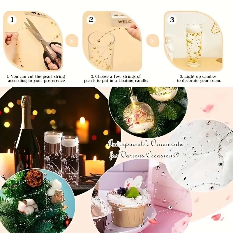 Pearl Bead Chain Table Decor 5-Pack – Wedding & Party
