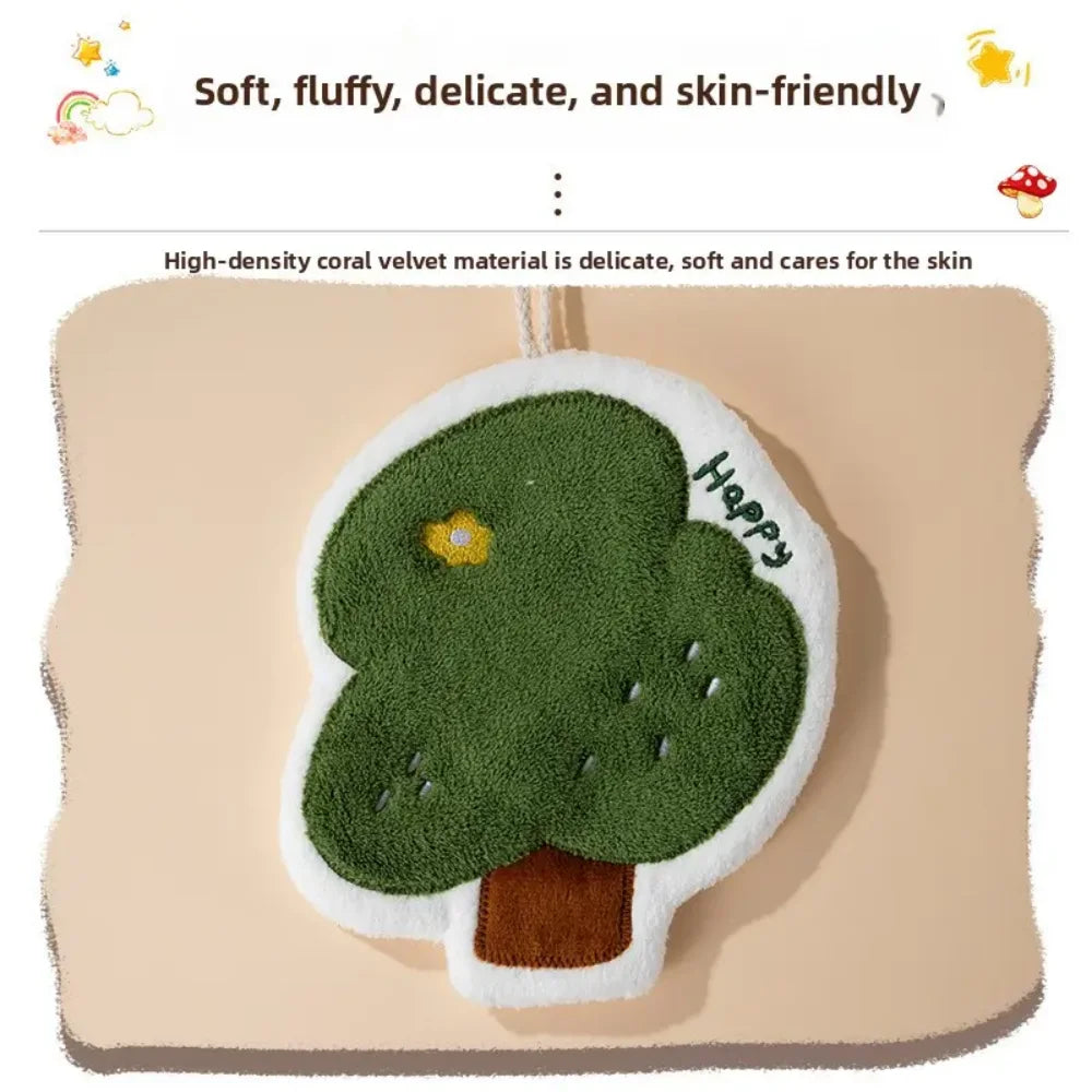 Cute Cartoon Hanging Hand Towels | Absorbent Coral Fleece Hanging Hand Towels Peaceful Pleasures Health and Wellness