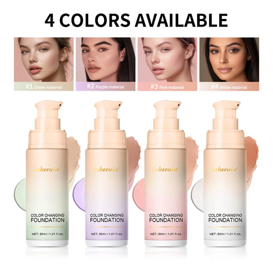 Color Changing Foundation Long-Lasting Makeup Effect Magic Foundation High Coverage Self-Coloring Cc Cream Cosmetics Peaceful Pleasures Health and Wellness