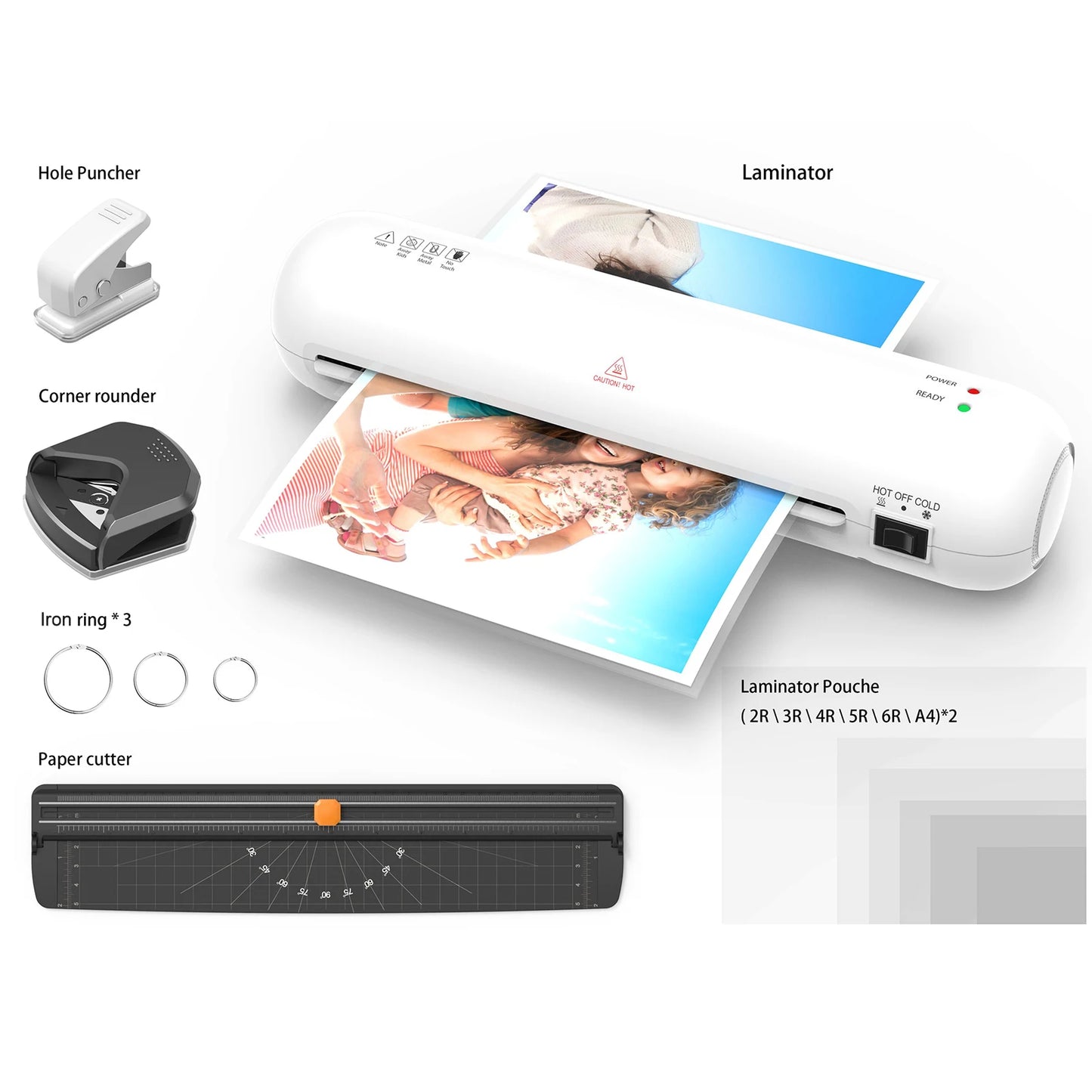 Bisofice A4 Laminator Set | Hot Cold, Paper Cutter & Puncher