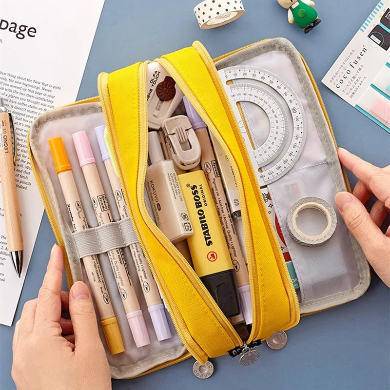 Large Pencil Case Big Capacity Storage Bag, Double-Side Open, Student Stationery, Desk Organizer for School Use Peaceful Pleasures Health and Wellness