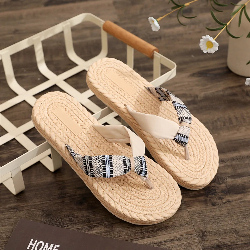 Women's Bohemian Beach Flip Flops | Flat Summer Slippers