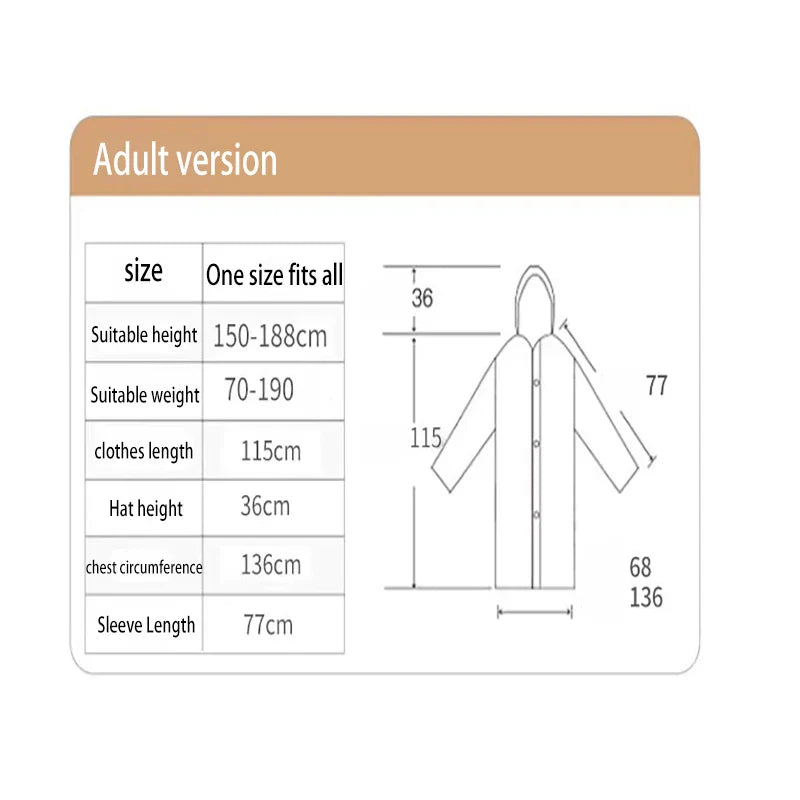 Waterproof EVA Hooded Long Raincoat – Unisex Outdoor Rain Jacket