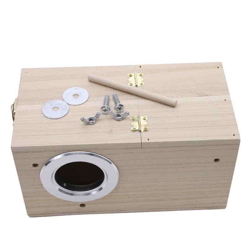 Wood Bird Nesting Box for Parakeets, Budgies & Lovebirds