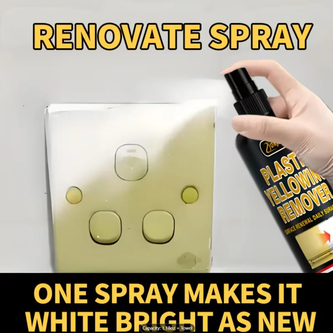 Plastic Yellowing Remover Spray – AC, Car & Appliance Restorer