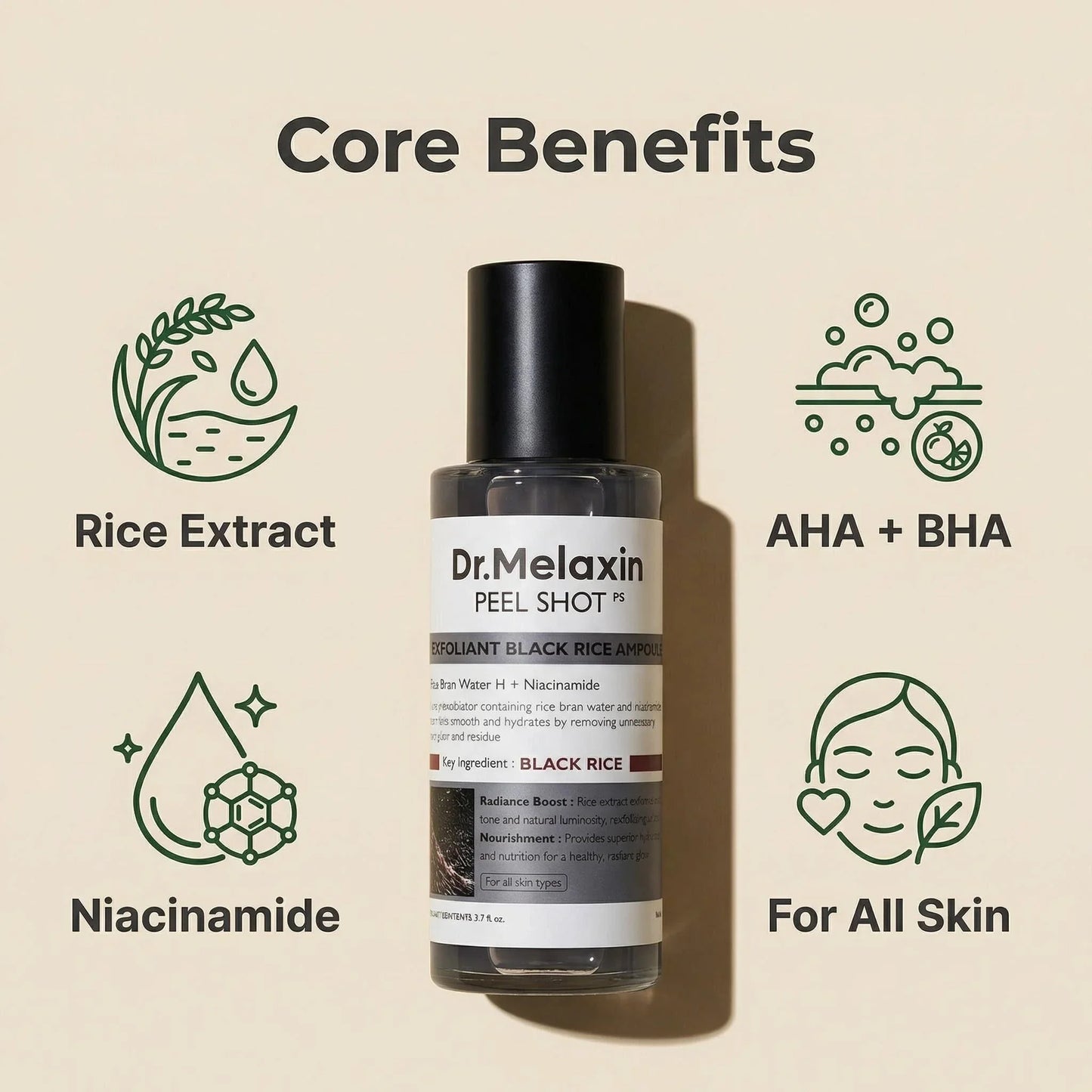 Black Rice Exfoliating Ampoule 80ml – AHA BHA & Niacinamide