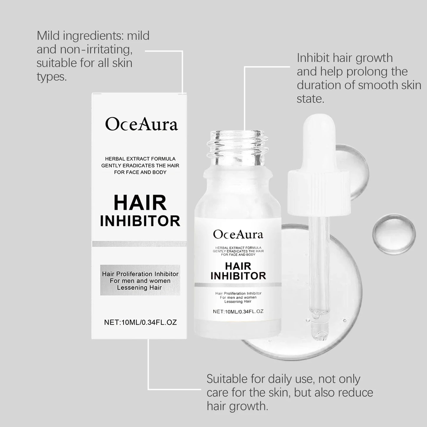 OceAura Hair Removal Serum – Gentle, Moisturizing, 10ml