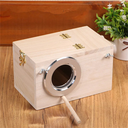 Wood Bird Nesting Box for Parakeets, Budgies & Lovebirds Bird Breeding Box Peaceful Pleasures Health and Wellness
