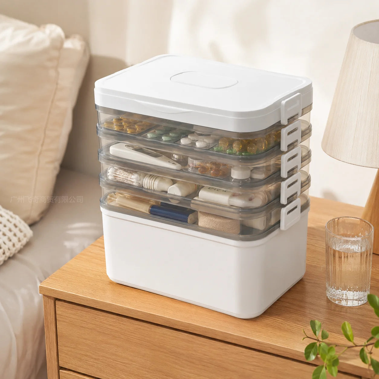 YX Large-Capacity Multi-Tier Stackable Storage Box Practical Portable Home First Aid Emergency Kit with Transparent Lid and Handles Organizer for Pills Crafts Hair Accessories Cosmetics Small Items Kitchen Bathroom Office Dor Peaceful Pleasures Health and Wellness
