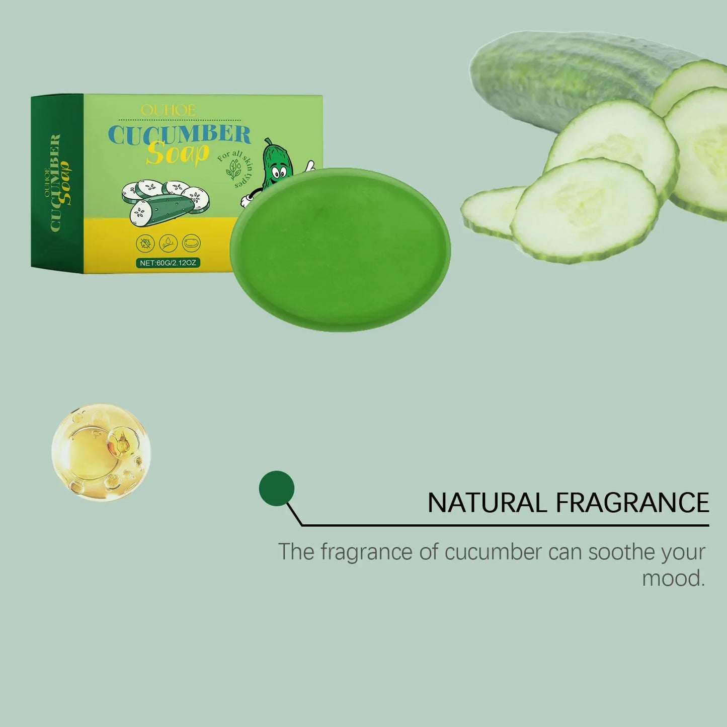 Cucumber Body Soap 60g – Oil Control, Deep Clean & Moisturizing