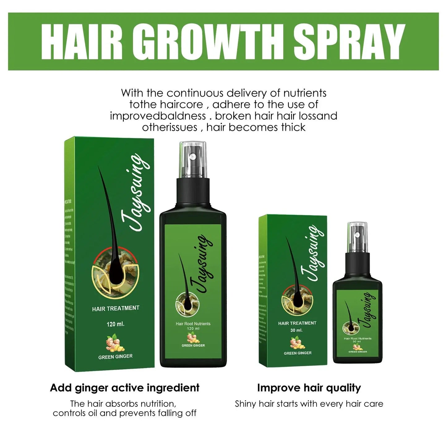 Jaysuing Ginger Hair Growth Spray – Anti Hair Loss Serum