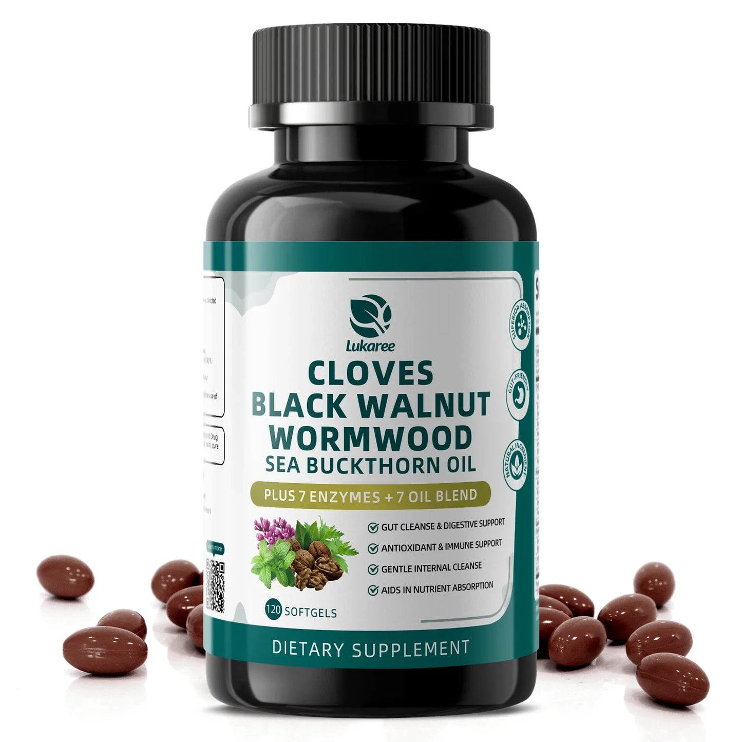 Beworths Cloves Black Walnut Wormwood Gut Cleanse 120 Capsules