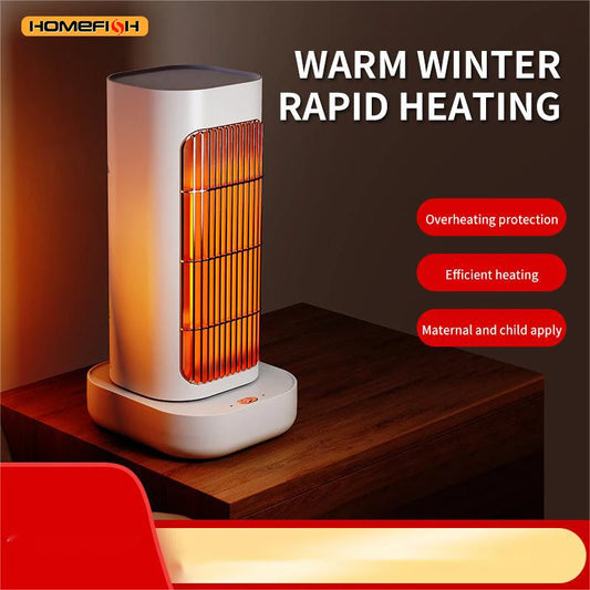 HOMEFISH Small Desktop Space Heater – Quiet & Fast Warming Desktop Space Heater Peaceful Pleasures Health and Wellness