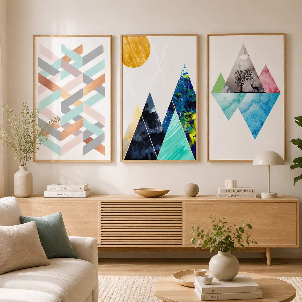 Abstract Boho Wall Art Nordic Geometric Canvas Painting Modern Minimalist Poster Print for Living Room Bedroom Wall Decor Peaceful Pleasures Health and Wellness