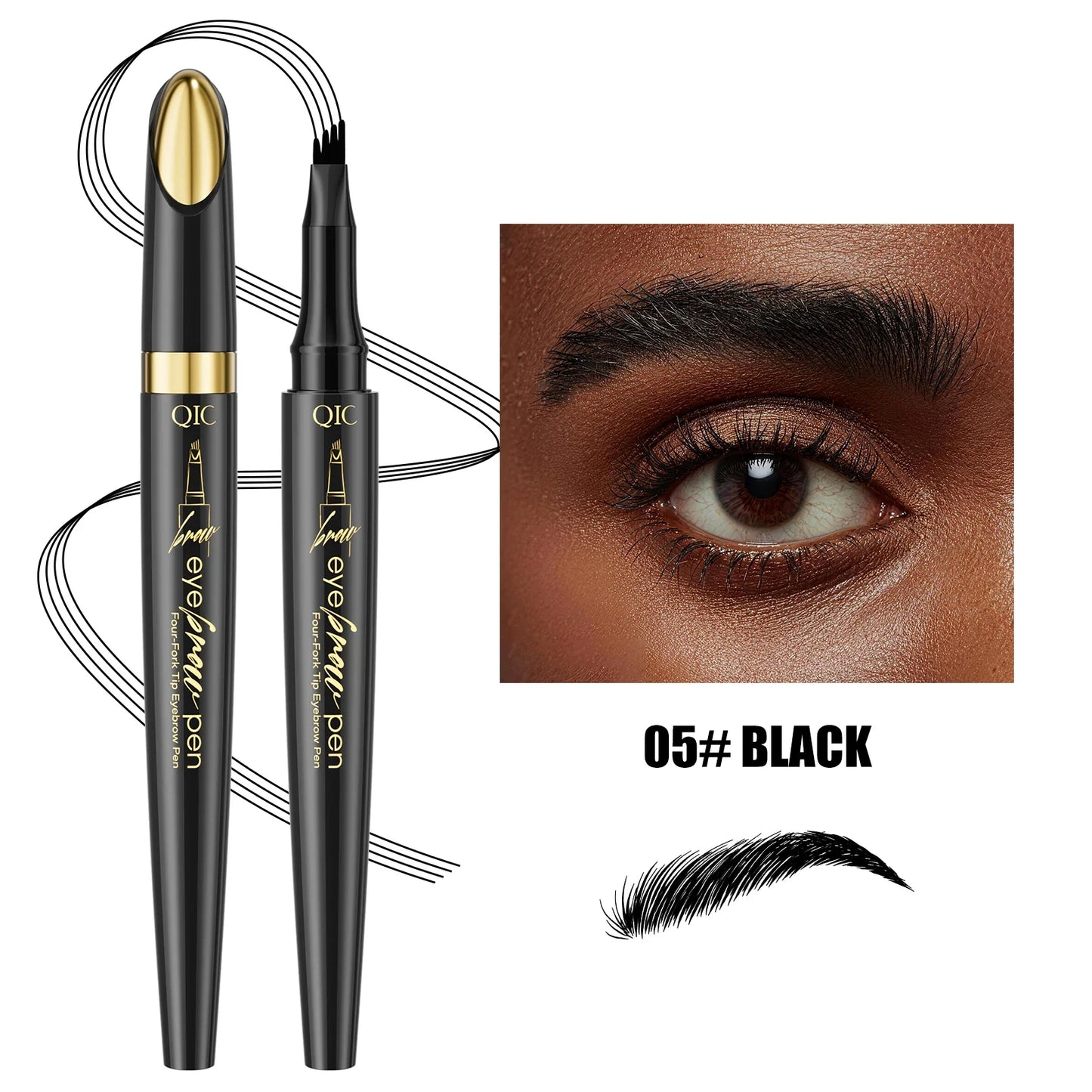 QIC Micro-Tip Liquid Eyebrow Pencil – Waterproof, 5 Colors