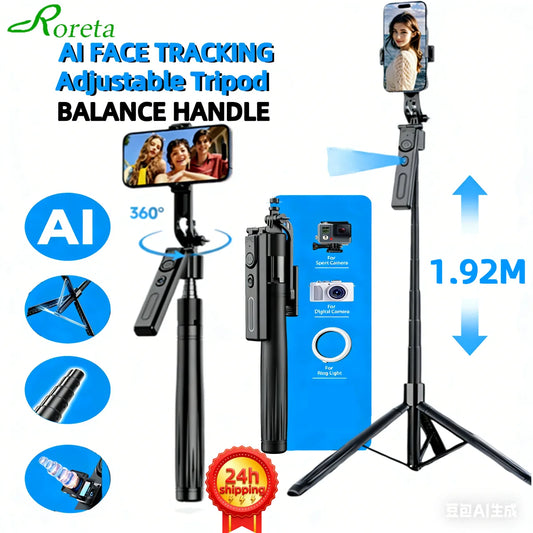 AI Smart Gimbal Tripod Selfie Stick – 360° Face Tracking