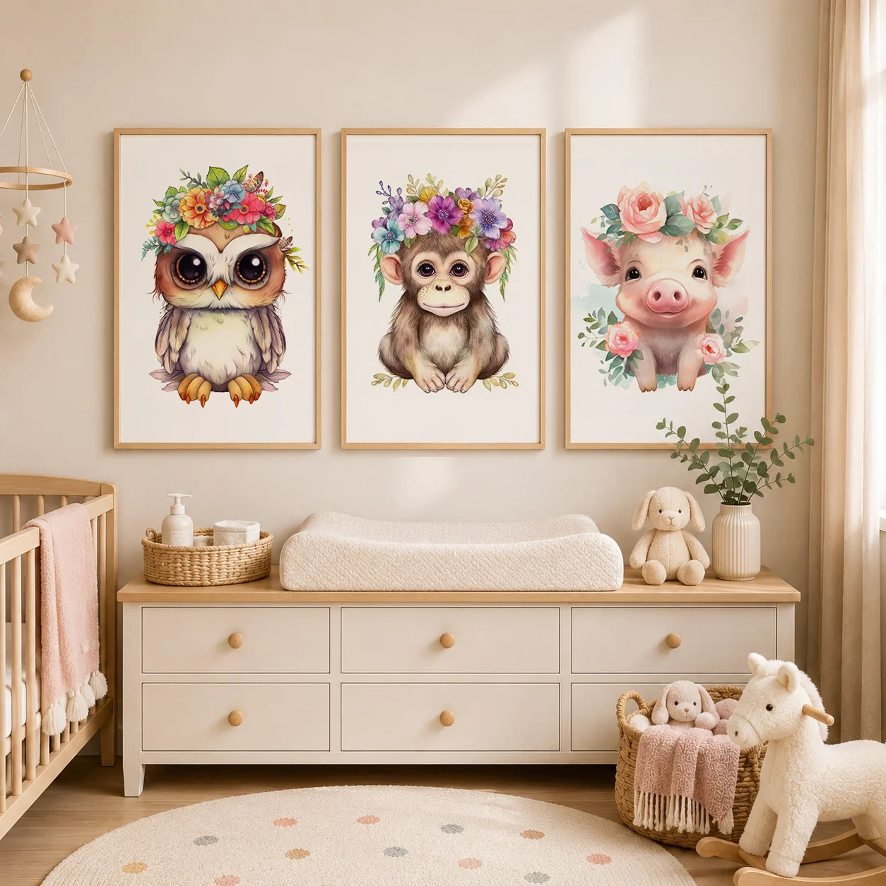 Nursery Animal Canvas Wall Art – Otter Lion Monkey Kids Room Nursery Canvas Print Peaceful Pleasures Health and Wellness