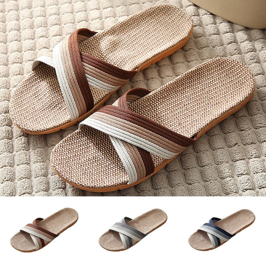 Men's Linen Indoor Slippers – Anti-Slip, Silent & Cool Men's Indoor Slippers Peaceful Pleasures Health and Wellness