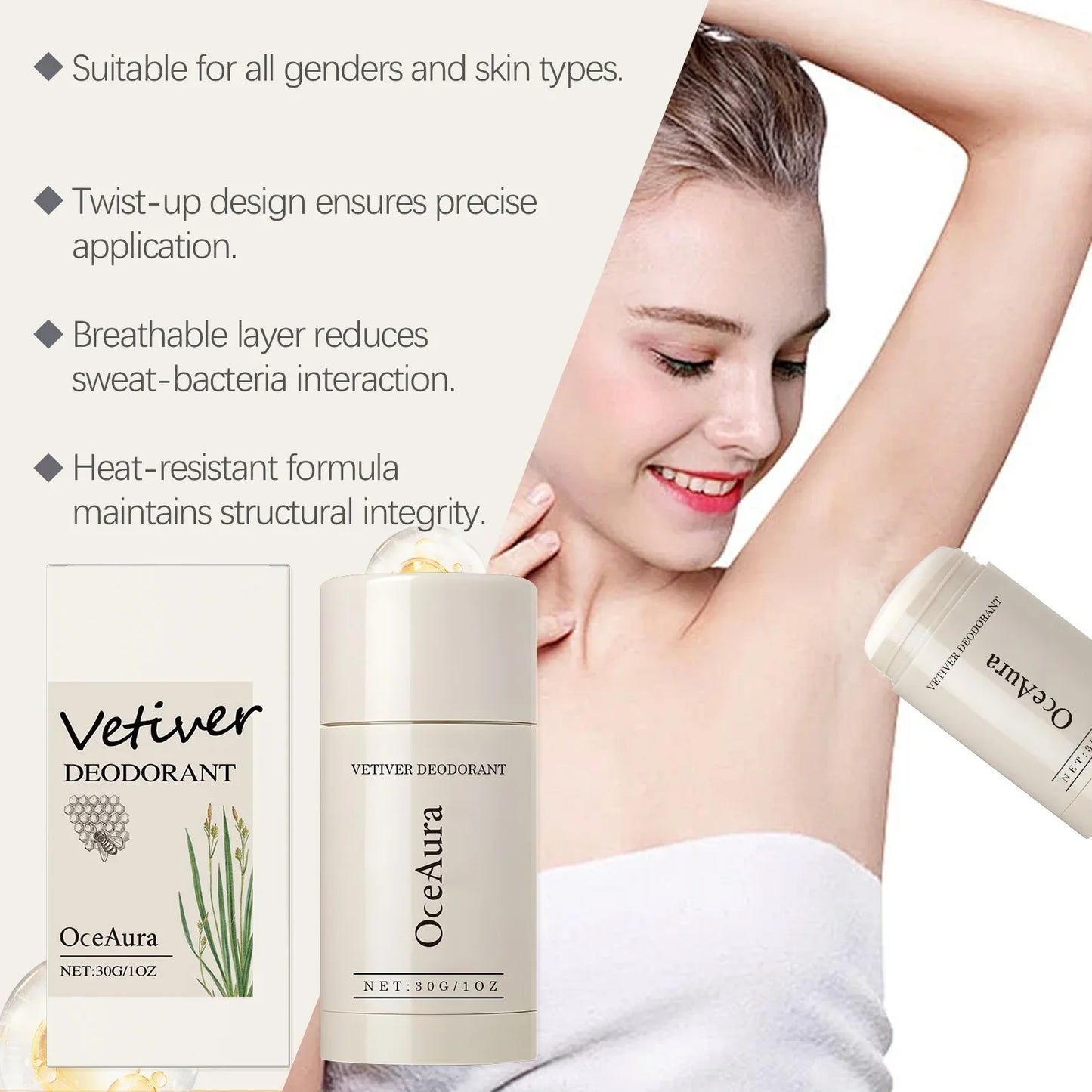 Vetiver Natural Deodorant Stick 30G | Alcohol & Aluminum Free