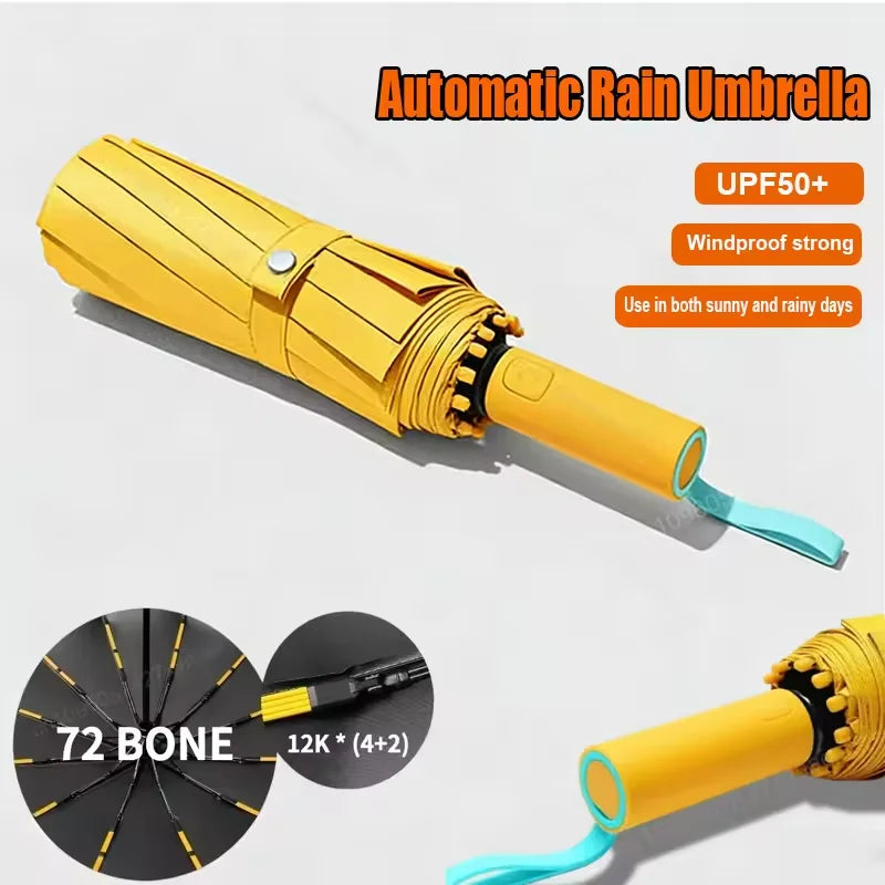 Automatic Folding Umbrella – Windproof, UPF50+ Sun & Rain Cover