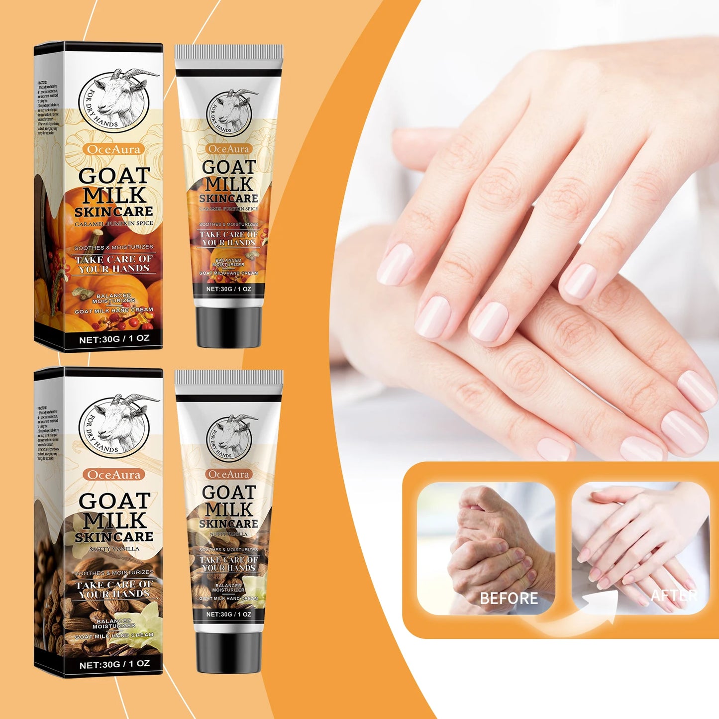 OceAura Goat Milk Hand Cream | Vanilla & Pumpkin Spice 1oz