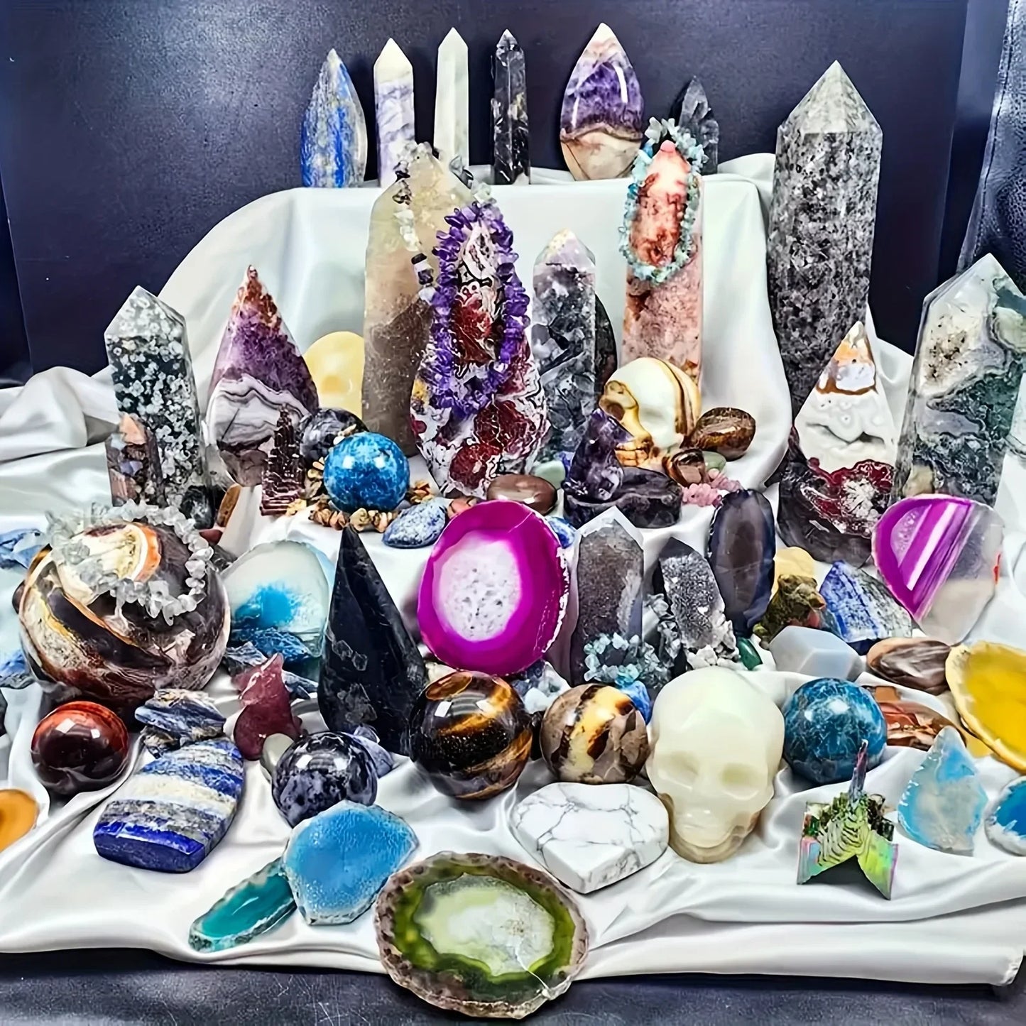 Open your own unique crystals! 1lb-3lb Crystal Gift Box-Mixed Raw Stone, Tower, Sphere, Carving , Bracelet Ring, Home Decoration Peaceful Pleasures Health and Wellness 3LB United States