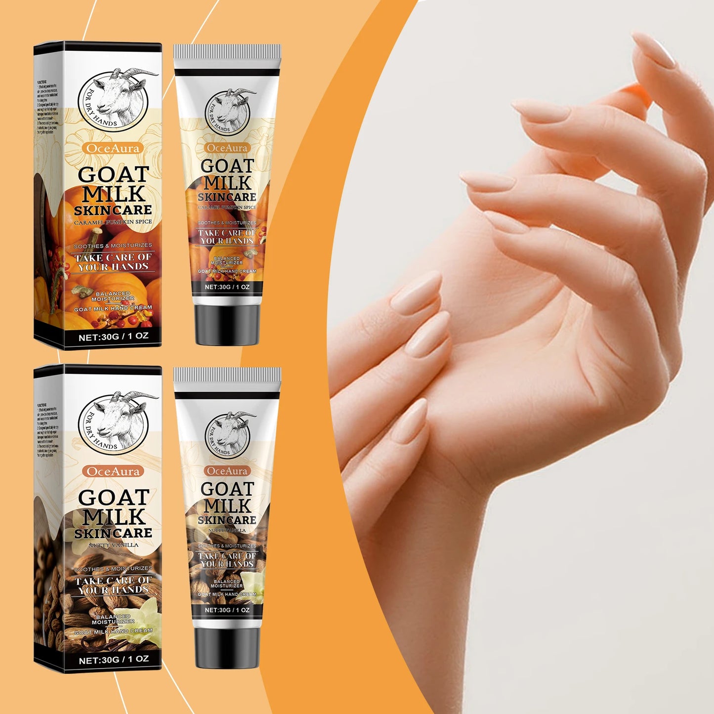 OceAura Goat Milk Hand Cream | Vanilla & Pumpkin Spice 1oz