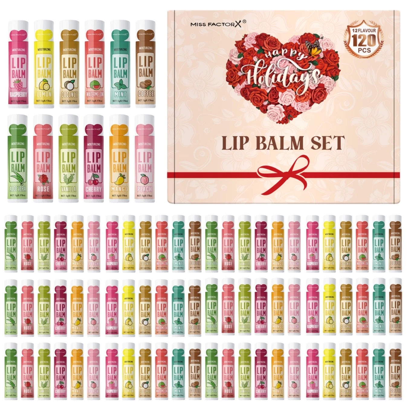 120pcs holiday gift box lipstick set moisturizing moisturizing and shiny Valentine's Day gift, luxury gift for women, and gift f Peaceful Pleasures Health and Wellness 120pcs lip balm