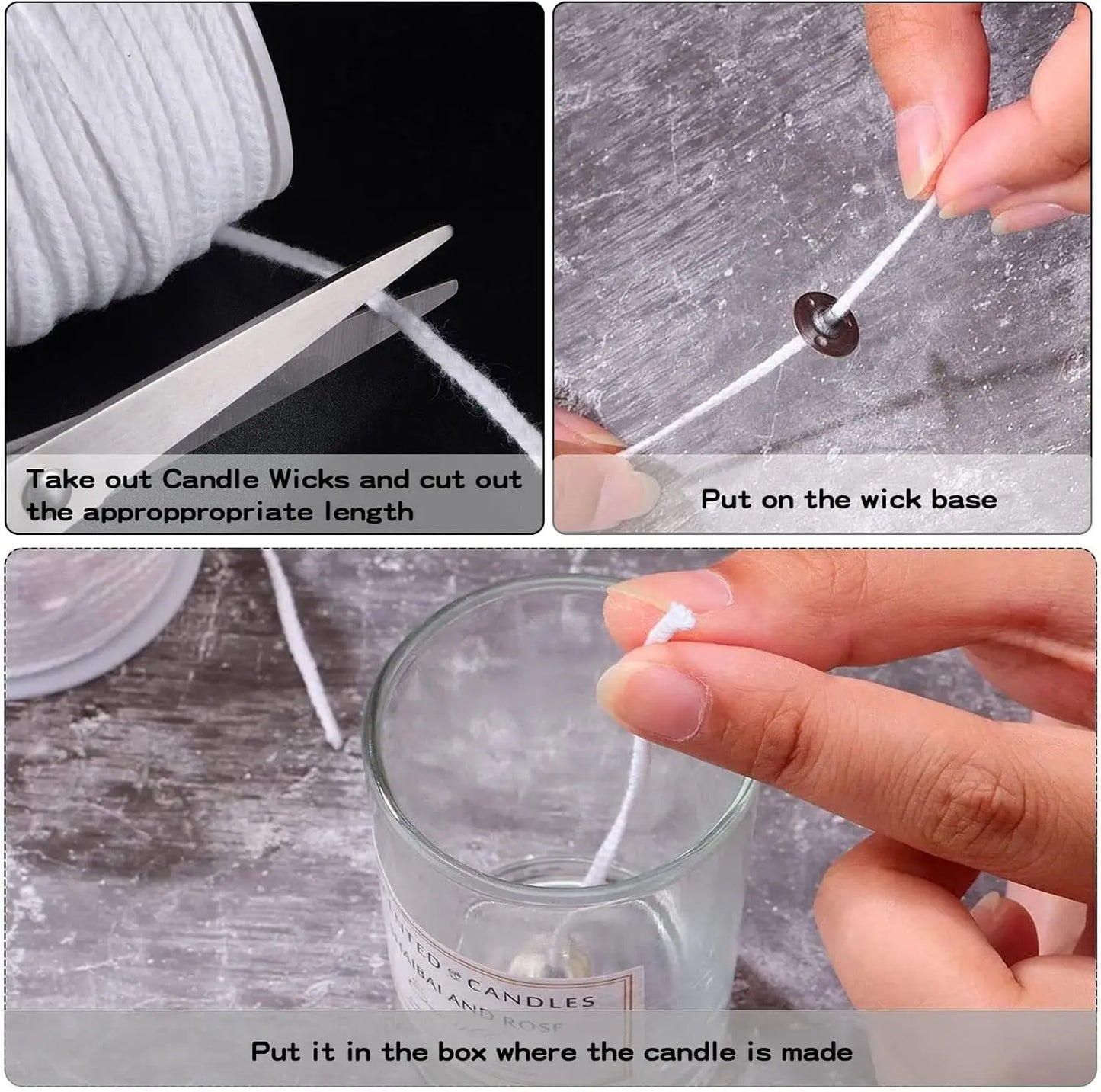 61m Cotton Braided Candle Wicks – 2-Roll DIY Candle Making Set