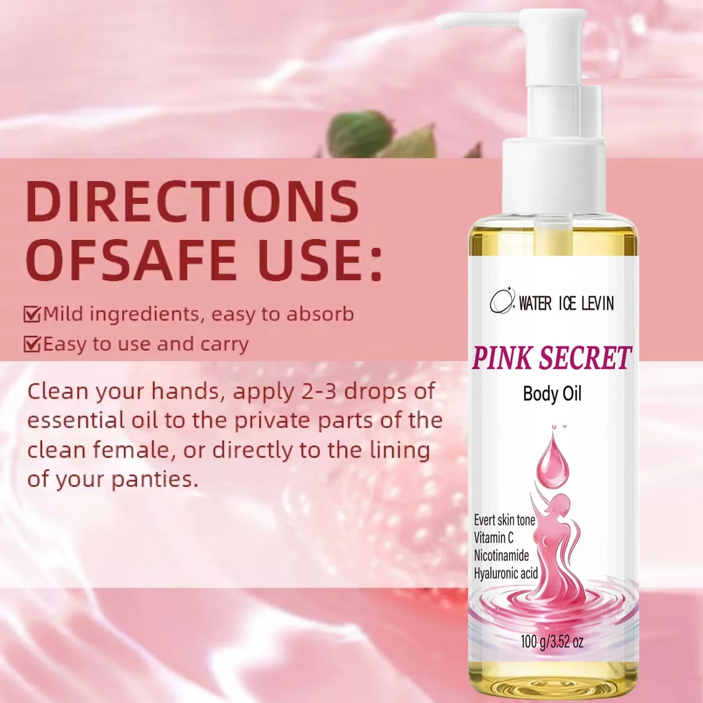 Pink Secret Vitamin C Body Oil – Niacinamide & Hyaluronic Acid