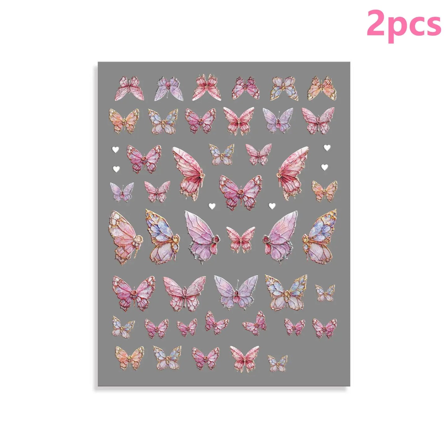 5D Self-Adhesive Butterfly Nail Stickers for Nail Art Peaceful Pleasures Health and Wellness 2pcs