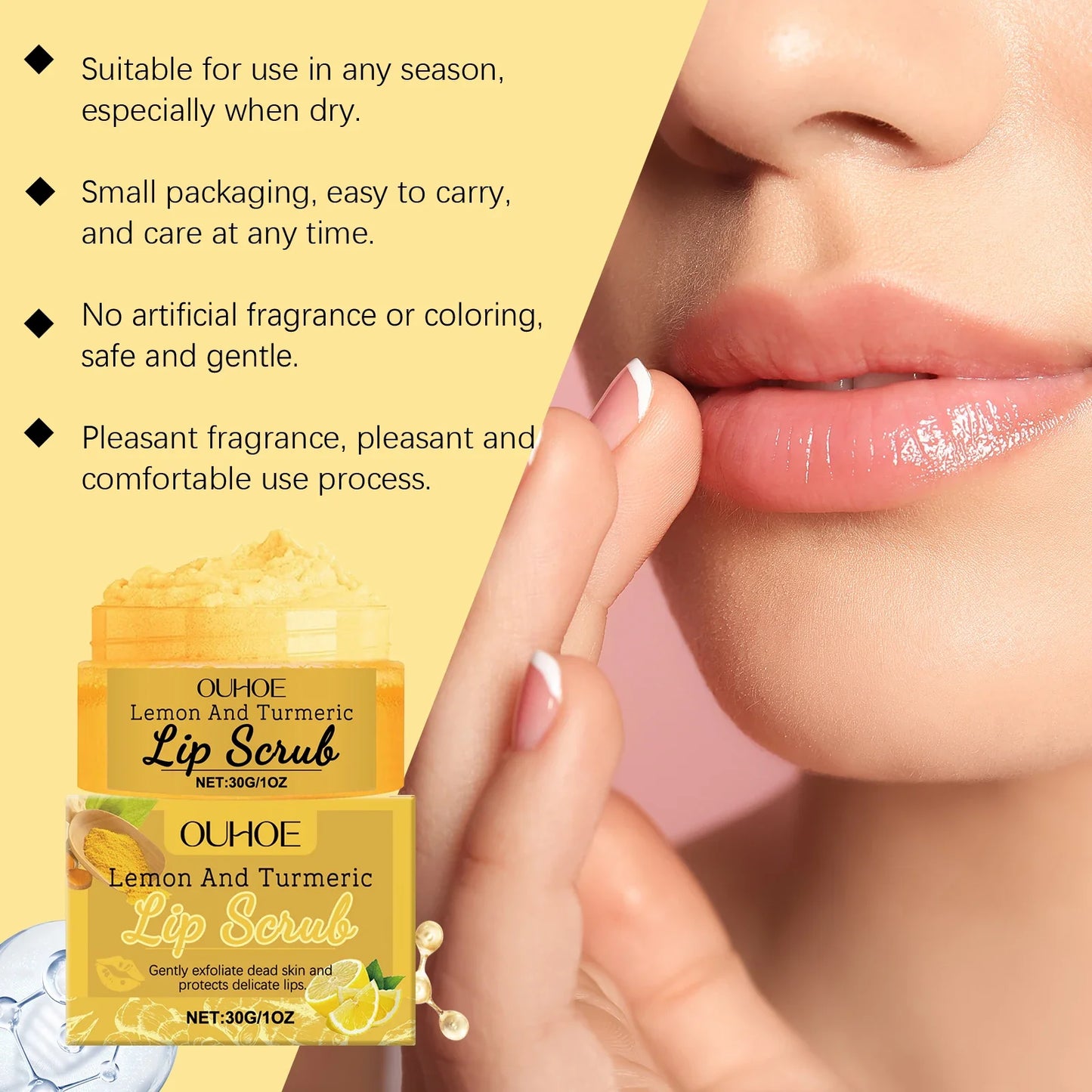 Lemon Turmeric Lip Scrub Cream – Exfoliate & Moisturize 30g