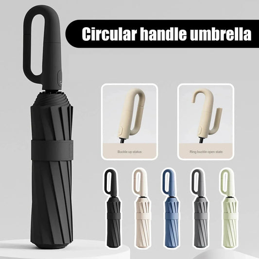 12-Rib Auto Windproof UV Umbrella with Carabiner Clip | UPF 50+ Folding Umbrella Oasis Select