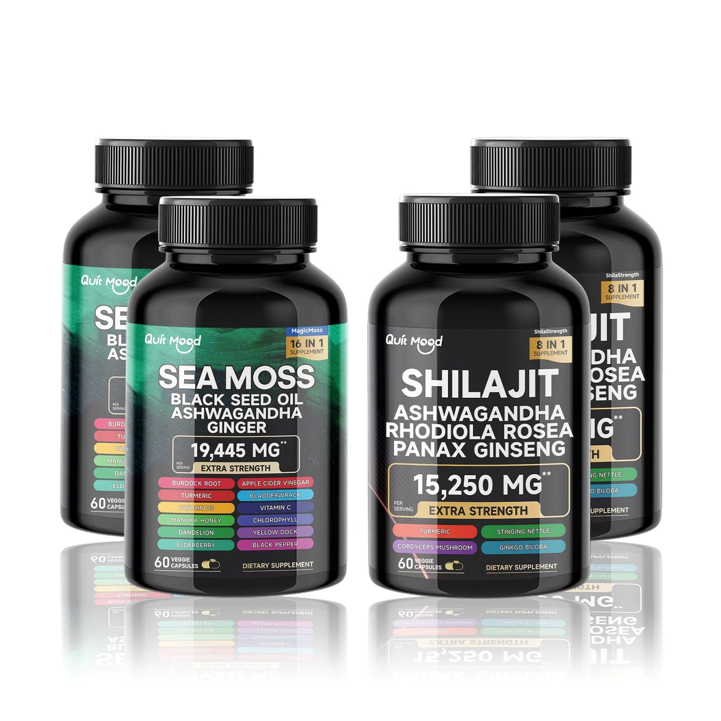 Sea Moss and shilajit Bundle 120 capsules, with Seamoss, Black Seed Oil, Ashwagandha, Ginger, Burdock Root, Turmeric, Black Pepp Peaceful Pleasures Health and Wellness 2 Bundles United States