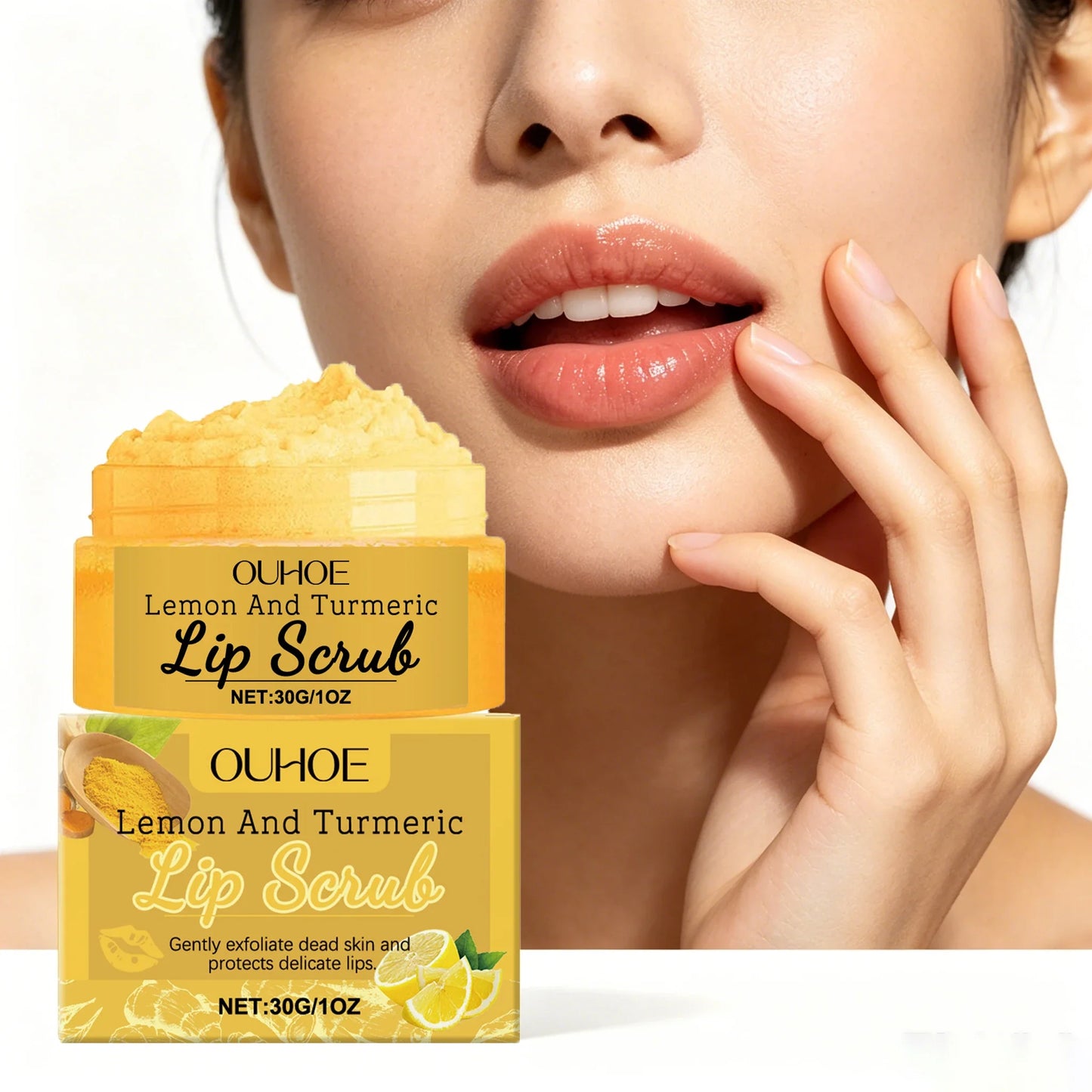 Lemon Turmeric Lip Scrub Cream – Exfoliate & Moisturize 30g